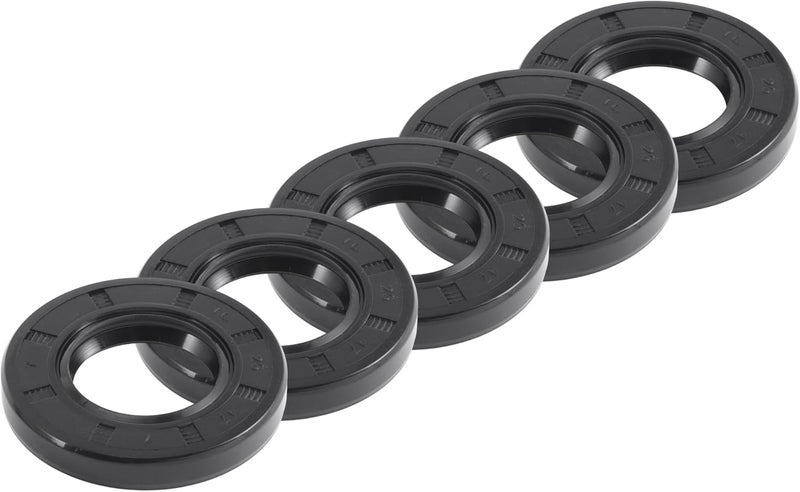 REPAIROCK Universal Oil Seal TC Double Lip W Steel Spring Seal Ring Rotary Shaft Seal 25x47x7mm High Pressure NBR Rubber Black 5pcs - Image 1